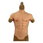 Yuewen Realistic Silicone Male Chest Muscle Half Body Artificial Fake Muscle Belly Body for Cosplayers (Ivory White)