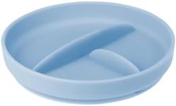 Olababy 100% Silicone Suction Plate | Toddler Plates with Suction | Divided Plates for Kids | Self Feeding Baby Essentials | Baby Registry Must Haves | Microwave Dinner Plates (Blueberry)