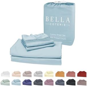 Split King Sheet Set | 100% Organically Grown Bamboo Viscose | Softer Than Silk and Cotton | Cooling for Hot Sleepers | 2-18” Extra Deep Pocket Fitted Sheets, Flat Sheet, 2 Pillowcases [Coastal Blue]