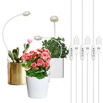 SANSI Grow Lights for Indoor Plants, Pot Clip LED Plant Light for Growing Full Spectrum, Plant Growing Lamp 4-Level Dimmable Auto On Off 3 6 12 Hrs Timer for Small Plants, White 5V 3-Pack ETL Listed