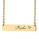 HUAN XUN Prisha Name Name Necklace Gold Bar Initial Necklace Personal Jewelry Birthday Valentine Gift