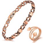 Magnetic Copper Bracelets for Women Lymph Detox Magnetic Bracelets, 100% Solid Pure Copper Bracelet with 3500 Gauss Magnets & Lymphatic Drainage Ring with Adjustment Tool