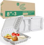 LEOBOX To Go Containers, Reusable 55 Pack BPA Free 3 Compartment Food Container 34 oz MFPP Clamshell Take Out Containers