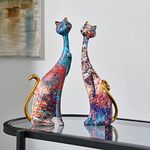 Octdays 2 Pcs Colorful Cat Statue O