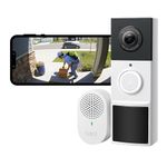 Tapo Wireless Doorbell Camera, 2K 3MP Battery-Powered Video Doorbell, 160° Ultra-Wide View, Full-Color Night Vision, AI Detection, IP65 Weatherproof, Compatible with Alexa&Google Assistant D210