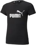 PUMA Girl's Essential + Logo Tee, Black, M