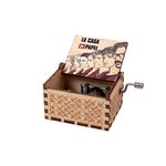 EITHEO Kid Wooden Hand Cranked Collectible Engraved Money Heist Music Box (Bella Ciao Music) Oaifm- E-Brown