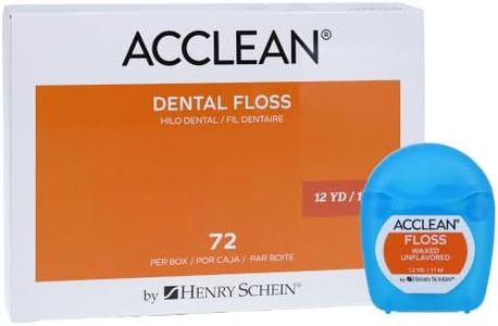Acclean Dental Floss, Shred Resistant Nylon, Waxed, 12 Yards, Unflavored, 72/Bx.