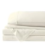 ARlinen RV Sheet Sets-(60x75) Short Queen Size, Ivory Solid up to 8-10 inch deep Mattress Sheets for Camper Bed sheetset.