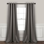 Lush Decor Insulated Grommet Blackout Window Curtain Panels, Pair, 52" W x 120" L, Dark Gray - Classic Modern Design - 120 Inch Curtains - Extra Long Curtains for Living Room, Bedroom, Or Dining Room