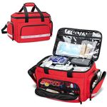 Damero Medical Trauma Bag, First Aid Bags Empty Medical Bag with Detachable Dividers, Ideal for Nurse, Physical Therapists, Doctors, Red