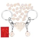 PEUTIER Couple Keychains, Personalized Matching Heart Keychain A-Z Pendants Heart Key Chain Set for Him Boyfriend Girlfriend Matching Couples Stuff for Valentines Anniversary Best Friend (White)