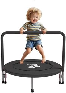 RAVS 36" Toddler Trampoline for Kids Ages 1-6 with Thick Safety Pad Adjustable Foam Handle Easy Assembly Foldable Mini Kids Rebounder Baby Trampolines for Fun and Exercise Indoor/Garden
