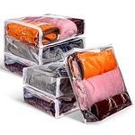 6 Packs Clear Zippered Storage Bags Sweater Storage Bags Plastic Storage Bags for Blankets Clothes Bed Sheet Organizer with Zipper for Closet Linen Sweater Bed Sheet Clothes Pillow(16 x 14 x 4 Inch)