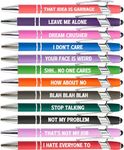 HLPHA Funny Pens,12PCS Demotivational Sarcastic Negative Quotes Ballpoint Pen Snarky Office Pen Set for Writing with Stylus Tip Funny Gag Gifts for Women Men Friend, Black Ink 1mm(10)