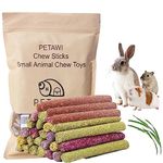 Petawi Rabbit Chew Toys 42PCS, Natural Timothy Hay Sticks Bunny Toys for Rabbit, Hamster, Guinea Pig Chew Toys Treats Chews for Teeth for Bunny, Chinchilla, Rat, Gerbil Small Animals