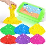 AtMini Play Sand for Kids, 5KG of 6 Colored Sands, Magic Sand Bulk, Play Sand for Sandbox Sensory Sand Kit for Boys and Girls (Blue Tray)