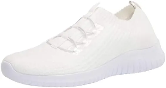 TIOSEBON Women's Ultralight Casual Fashion Walking Shoes Memory Foam Slip-On Sneakers 9 US White