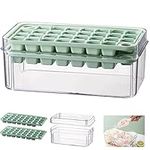 Ice Cube Tray With Lid and Bid, Ice Trays for Freezer Easy Release Ice Cube Mold with 2 Trays 1 Ice Bucket & Scoop Making 60 Pcs 0.7in Ice Cubes Chilling Cocktail Whiskey Tea Coffee (Clear)