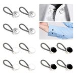 12 Pcs Metal Collar Extenders for Men Women Shirts - Elastic Button Extender Neck Extenders for Dress Coat - Adjustable Buttons for Shirt Cuffs Dresses Suit Pants (Black, White, Silver) (Metal)