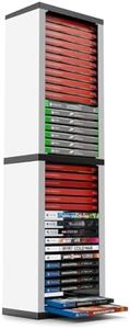 TNP Universal Video Game Storage Tower for PS5, PS4, PS3, Nintendo Switch, Xbox One, Xbox Series S/X - White Video Game Holder Organizer Stand with 36 CD Case Storage for Organizing & Displaying