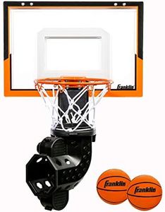 Franklin Sports Over The Door Basketball Hoop with Ball Return - Game Room Ready - Shatter Resistant - 2 Mini Basketballs - Accessories Included, Orange/Black, 25 x 17.75 x 12