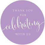 Andaz Press Circle Gift Label Stickers, Thank You for Celebrating with Us, Lavender, 40-Pack, Round Thanks Label for Baby Bridal Wedding Shower, Anniversary Celebration, Graduation, Outdoor Event