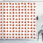 Romantic Shower Curtain, Heart Shapes Pattern Lovers Valentines Day Cute Honeymoon Kids Girls Doodle Design, Fabric Bathroom Decor Set with Hooks, 70 Inches, Red White