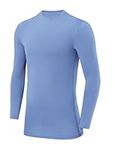 PowerLayer Kids Base Layer Long Sleeve Compression Shirt. Lightweight and Moisture Wicking Thermal Top for Football, Rugby, Soccer and Gym for Boys - Ice Blue, 6-8 Years