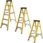 Excel Electricians Fibreglass Step Ladder Pack of 3 - Heavy Duty 5 Treads ladder, foldable ladder, folding step ladder, lightweight step ladder, fibreglass stepladder, 4 step ladder, 3 step ladder