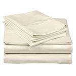 4 Piece Attached Fitted Sheet 100% Cotton Waterbed Sheets (15 Inch Deep) Breathable 500-Thread-Count Ultra Soft Rich Egyptian Cotton (King Waterbed: 72" x 84", Ivory Solid)