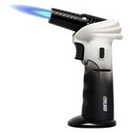 Butane Torch Lighter – Refillable Adjustable Flame Torch with 0‑90° Rotating Head, Safety Lock & Continuous Flame – Kitchen Torch for Creme Brulee, Soldering, BBQ & DIY Crafts (White and Black)