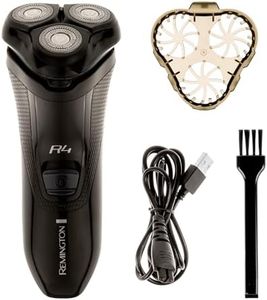 Remington Mens Electric Rotary Shaver R4 (Dual Track Blades, Flexing Blades and pivoting Neck, 40mins Usage, Pop-up Trimmer, 3-Day Stubble Styler Guard, Cordless, Cleaning Brush) R4002