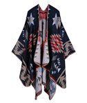 Cardigan Poncho Cape, Elegant Shawl Wraps for Women, Plus Size Open Front Winter Sweater Coat Blue