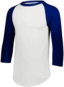 Augusta Sportswear mens Baseball Jersey 2.0 3 4 Sleeve, White/Navy, Large