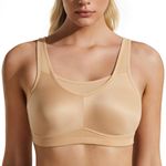 WingsLove High Impact Sports Bras for Women Seamless Full Coverage High Neck Woukout Bra,Deep Nude,38DDD