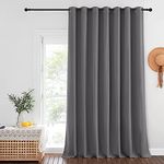 NICETOWN Blackout Sliding Door Curtain, Grommet Top Thermal Insulated Extra Wide and Long Window Treatment for Patio / French Door, W100 x L120, Sold by Individually, Grey