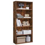 VASAGLE Bookshelf, 5-Tier Open Bookcase with Adjustable Storage Shelves, Floor Standing Unit, Rustic Brown ULBC165X01