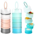 2 PCS 4 Layers Baby Milk Powder Dispenser, Milk Powder Pots, Formula Dispenser Portable Milk Powder Formula Dispenser Container Pot Box Milk Cans Snack Storage Box for Travel (Blue + Sakura Powder)