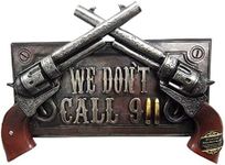 Ebros Gift No Warning For Trespassers Wild West Dual Six Shooter Guns With Bullets Wall Art Sign Plaque Rustic Western Two Pistols Wall Decor 3D Figurine