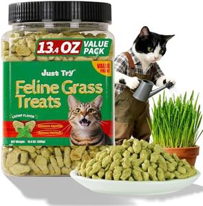 Just Try 13.4 OZ Cat Grass Treats for Indoor Cats Natural Salmon Kitten Treats Healthy Cat Snacks Training Biscuits Catnip for Cats Dental Hairball Control