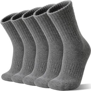 Sandsuced Wool Warm Socks for Women Winter Hiking Thick Boot Thermal Cozy Crew Work Soft Ladies Socks 5 Pack(Solid Color Grey)