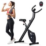 EVOLAND Exercise Bike, Foldable Exercise Bike with LCD Display and 8-Level Adjustable Resistance, 265LBS Max Load for Home Trainer Use