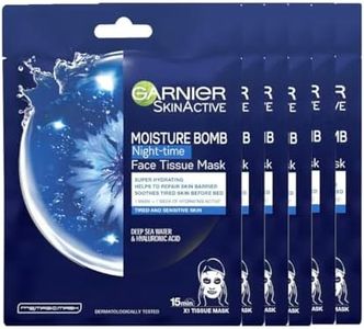 Garnier Moisture Bomb Night-Time Deep Sea Water and Hyaluronic Acid Sheet Mask, Hydrating & Replenishing Sleep Mask, Biodegradable and Vegan Tissue, 28g