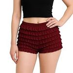 BellaSous Malco Modes High Waist Ruffled Pettipants for Victorian Style Women's Clothing |(Style 301), Ruby Red, X-Large