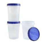 [32Oz - Blue - 3 Pk] Twist Top Food Storage Containers Leak-Proof, Airtight Soup Storage Canisters with Screw & Seal Lids BPA-Free, Stackable, Reusable Kitchen Essentials 32-Ounce