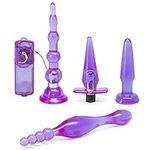 Lovehoney Get Started Purple Beginner's Anal Kit with Multi Speed Vibrations - Slender and Tapered Tips - 4 Pieces