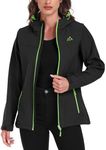 USHARESPORTS Womens Softshell Jacket Water Resistant Windbreaker Hooded Fleece Lined Soft Shell Jacket for Hiking Running (XXL)