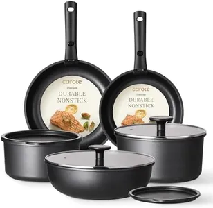 CAROTE Pots and Pans Set Non Stick, Cookware Set Detachable Handle, Nonstick Induction Kitchen Sets Non Stick with Removable Handle, RV Cook Ware, Oven Safe, Black