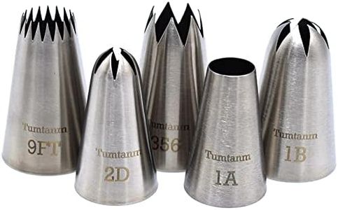 Tumtanm 9FT 1B 356 1A 2D# Puntas de glaseado de acero inoxidable sin costuras, paquete de 5 boquillas extra grandes para decoración de cupcakes